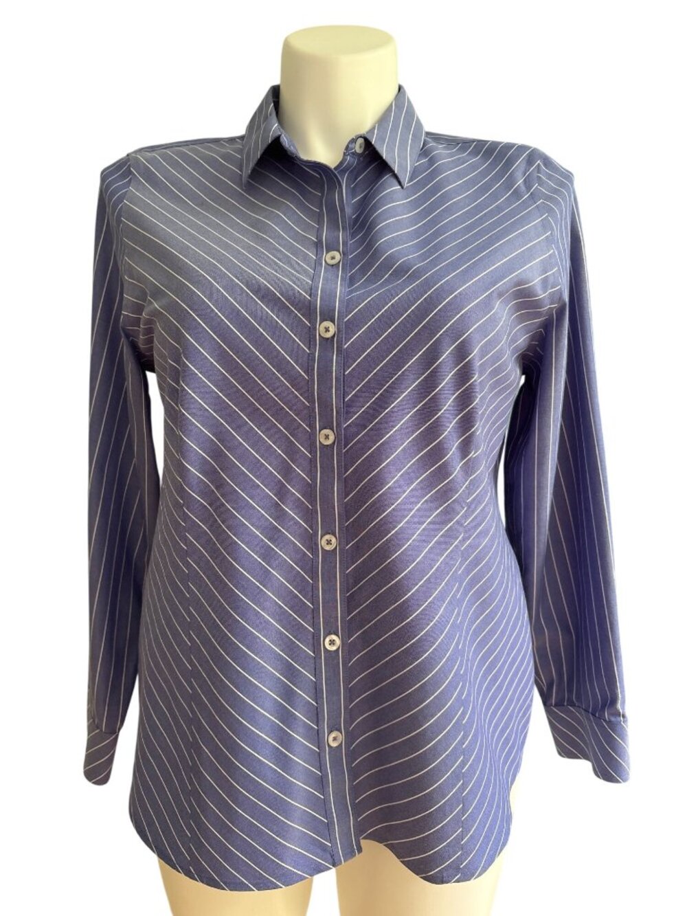 Chicos No Iron™ Classic Striped Button-Up Shirt Women's Size 2 (US 12/14)